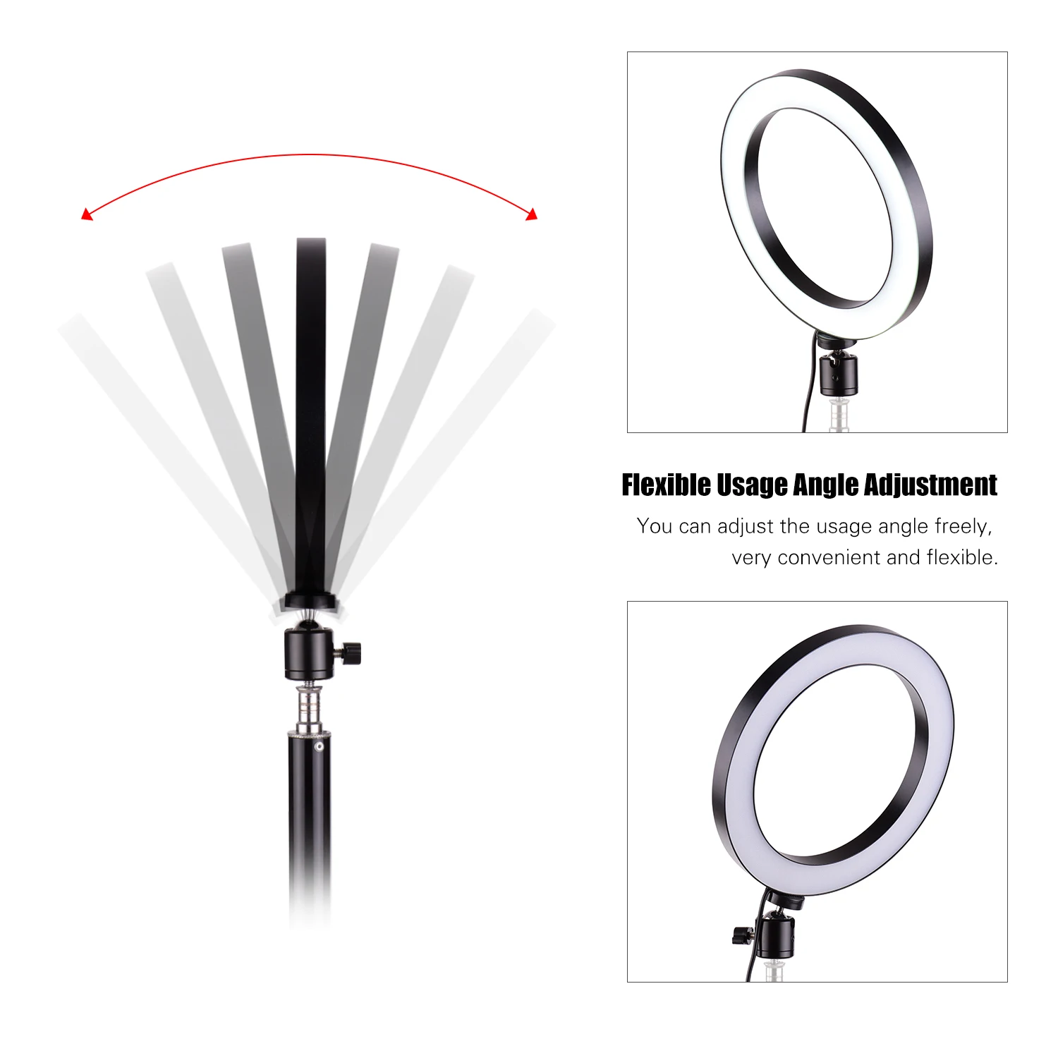 20cm/8inch Mini LED Video Ring Light Lamp 3 Lighting Modes Adjustable Brightness USB Powered with Flexible Ballhead Adapter
20cm/8inch Mini LED Video Ring Light Lamp 3 Lighting Modes Adjustable Brightness USB Powered with Flexible Ballhead Adapter