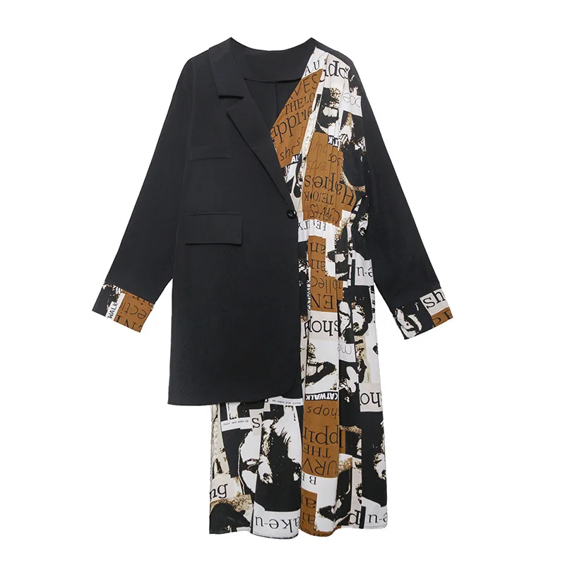 Japan and Korea spring women's long-sleeved dress 2020 new large size slim color matching suit collar irregular skirt
Japan and Korea spring women's long-sleeved dress 2020 new large size slim color matching suit collar irregular skirt