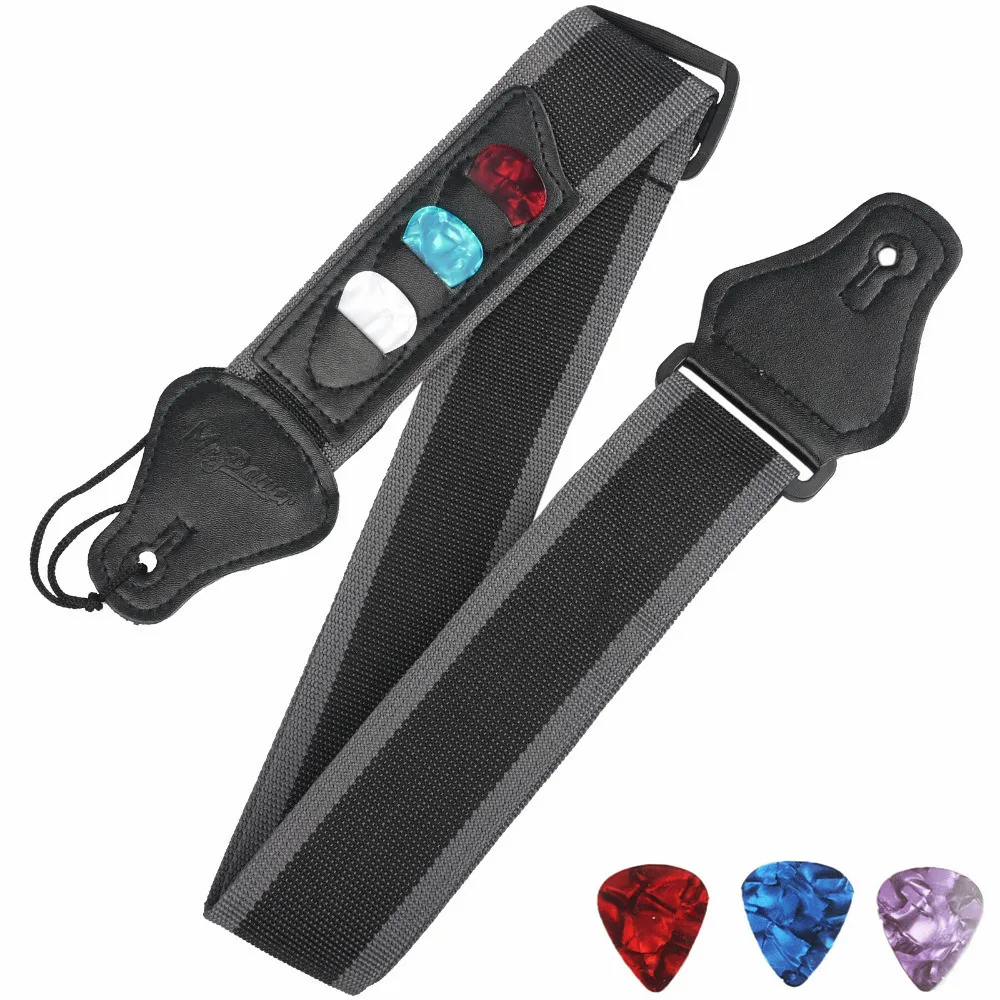 Mr.power Adjustable Electric Acoustic Bass Guitar Strap Belt W/3 Pick Plectrums Holders Leather Ends Multifunction Black Nylon
Mr.power Adjustable Electric Acoustic Bass Guitar Strap Belt W/3 Pick Plectrums Holders Leather Ends Multifunction Black Nylon