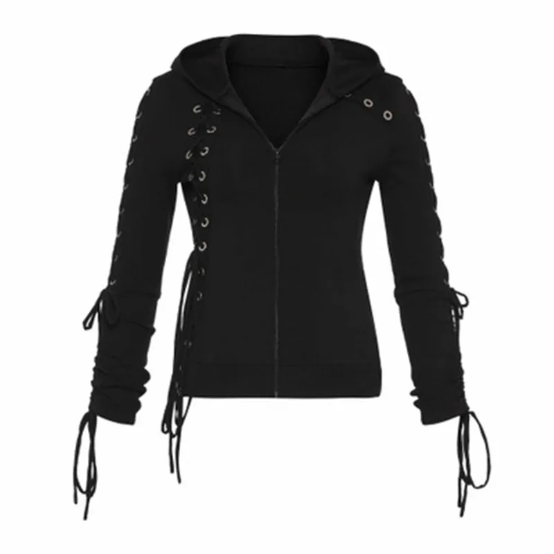 Punk Black Women Jacket Hoodies Sweatshirts Autumn Long Sleeve Hoodie Women Coat Hooded Sweatshirt
Punk Black Women Jacket Hoodies Sweatshirts Autumn Long Sleeve Hoodie Women Coat Hooded Sweatshirt
