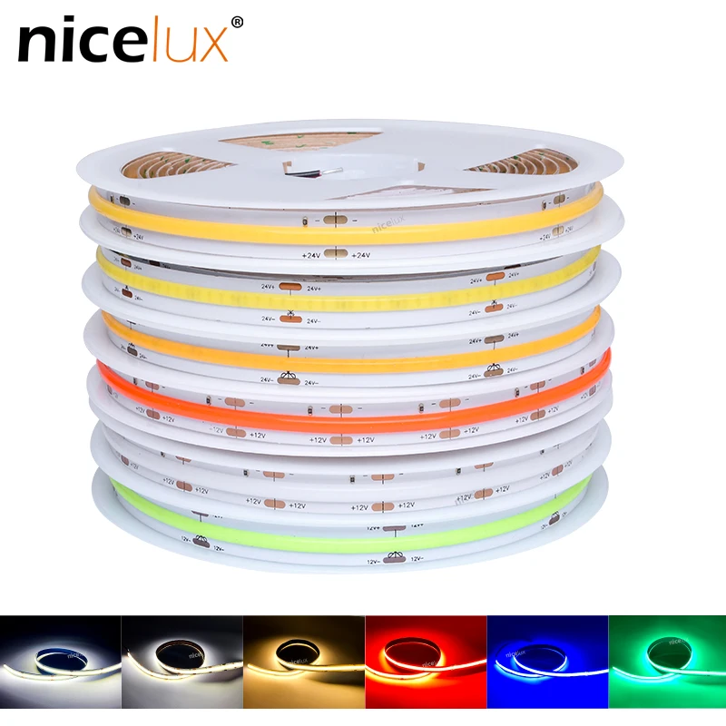 Flexible COB LED Strip Light DC12V 24V FOB 10mm High Density Dimmable Tape Red Green Blue Nature Warm Cold Pure White Ribbon CE
Flexible COB LED Strip Light DC12V 24V FOB 10mm High Density Dimmable Tape Red Green Blue Nature Warm Cold Pure White Ribbon CE