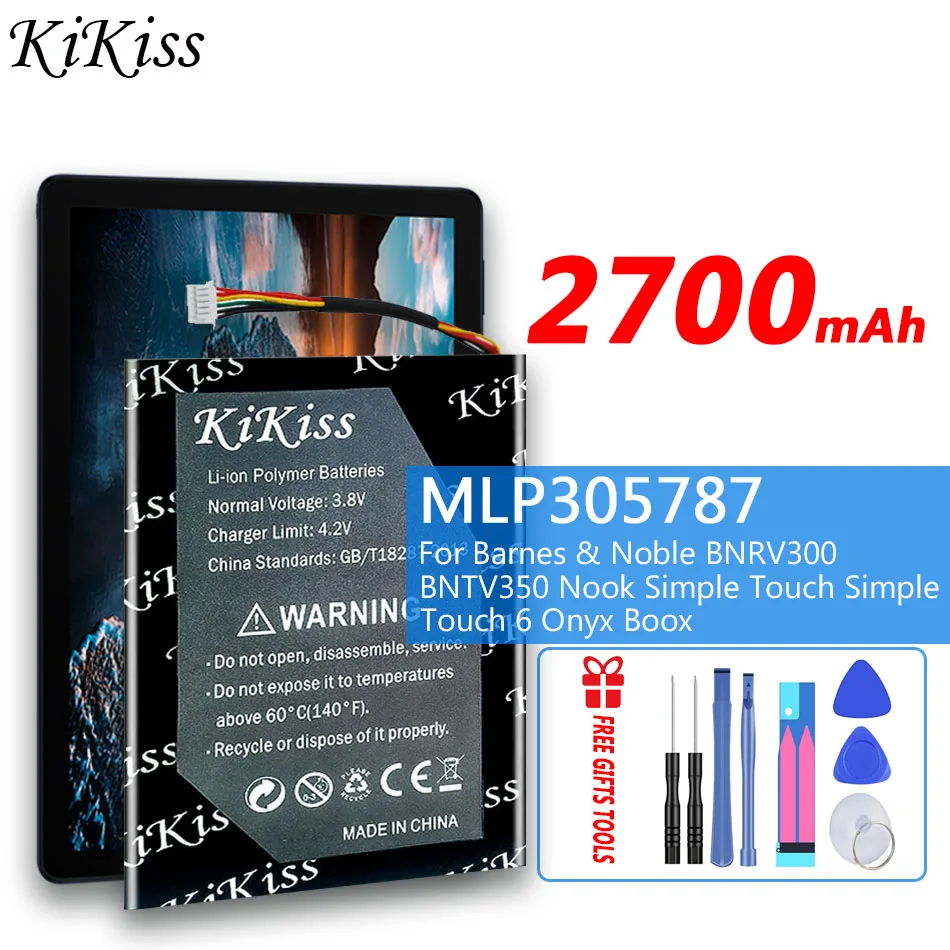 Аккумулятор KiKiss 2700 мАч MLP305787 для Barnes & Noble BNRV300 BNTV350, Nook, простой на ощупь, 6 Onyx Boox Newton Nook2/3
Аккумулятор KiKiss 2700 мАч MLP305787 для Barnes & Noble BNRV300 BNTV350, Nook, простой на ощупь, 6 Onyx Boox Newton Nook2/3