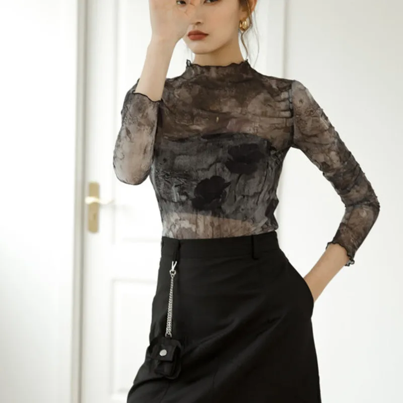Tulle Transparent Top Long Sleeve T Shirt Women Abstraction Print See Through Ladies Top Women 2020 Clothing S119
Tulle Transparent Top Long Sleeve T Shirt Women Abstraction Print See Through Ladies Top Women 2020 Clothing S119