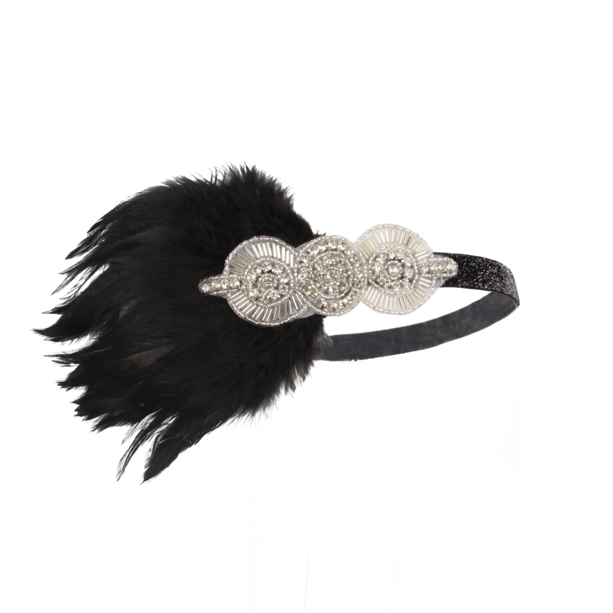 1920-х хрустальные стразы, аксессуары для волос, вечерние, черные, с перьями, для женщин, Заводская распродажа 
1920-х хрустальные стразы, аксессуары для волос, вечерние, черные, с перьями, для женщин, Заводская распродажа