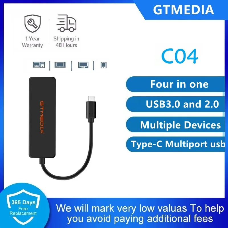 GTMEDIA TYPE-CHUB With 4-Way Interface, Supports Plug-And-Play Standard USB3.0 , Compatible With A Variety Of Common Systems
GTMEDIA TYPE-CHUB With 4-Way Interface, Supports Plug-And-Play Standard USB3.0 , Compatible With A Variety Of Common Systems
