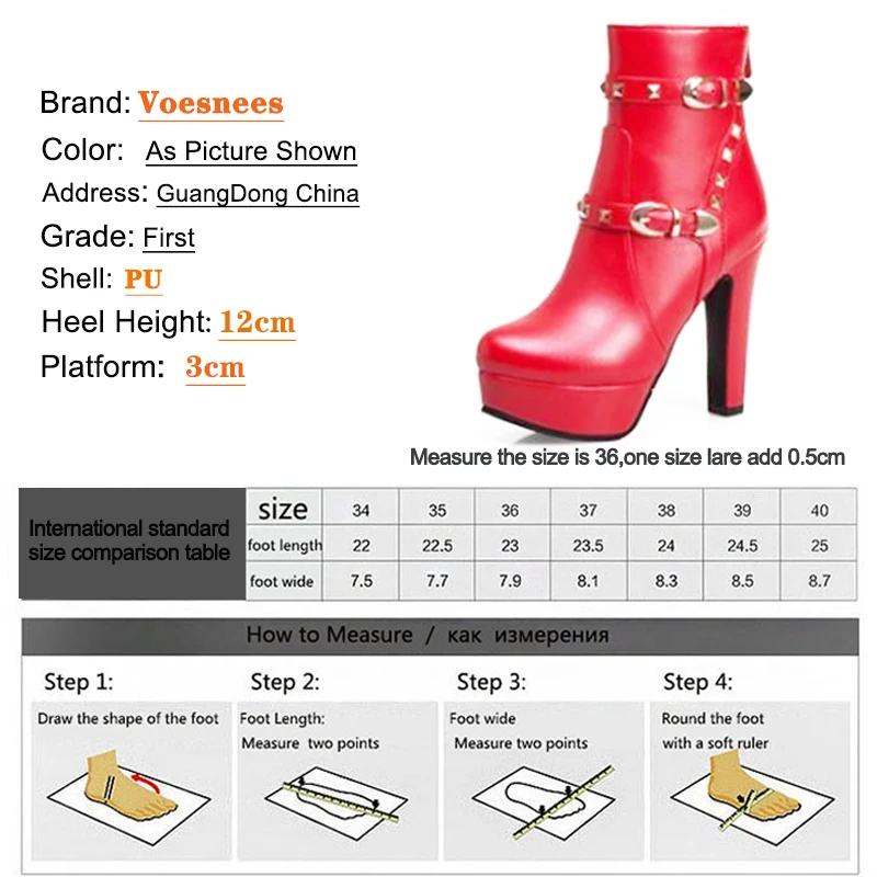 Voesnees Women's Short Boots Fashion Rivet Belt Buckle Super High Heels 2021 Winter New Thick Heel Zipper Plus Size Martin Boots 
Voesnees Women's Short Boots Fashion Rivet Belt Buckle Super High Heels 2021 Winter New Thick Heel Zipper Plus Size Martin Boots