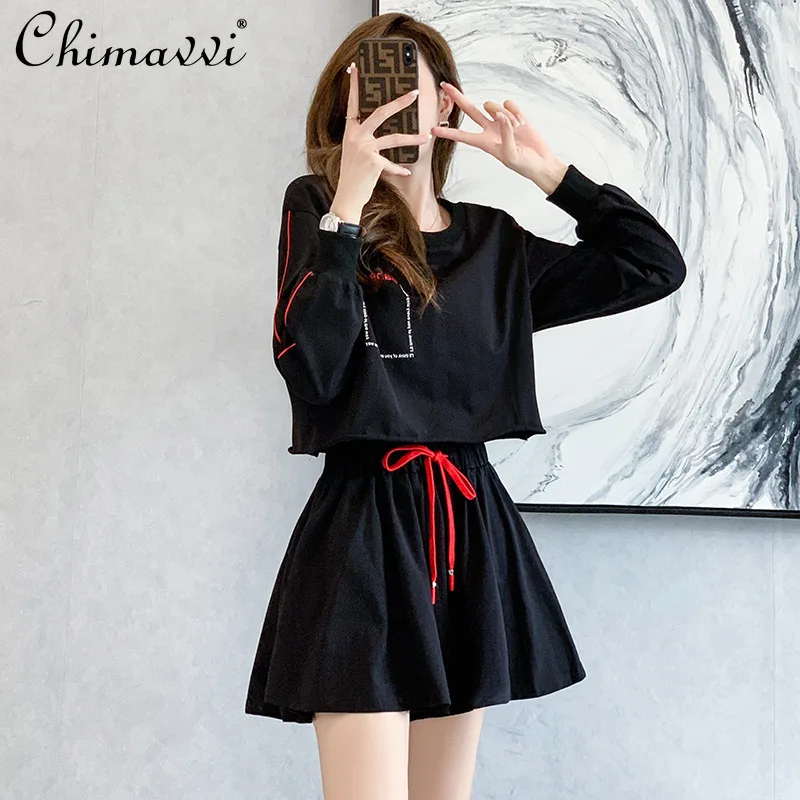 Women's Skirt Set 2 Pieces 2021 Early Autumn Oversized Crop Top T Shirt Female Clothing High Waisted Mini Skirt Black Skirt Set
Women's Skirt Set 2 Pieces 2021 Early Autumn Oversized Crop Top T Shirt Female Clothing High Waisted Mini Skirt Black Skirt Set