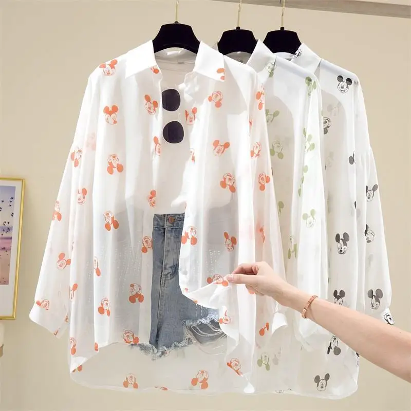 Summer Blouse Long Sleeve Women Shirt Beach Shirts Kawaii Mickey Mouse Cartoon Streetwear Sun Protection Clothes Cover-Ups Tops
Summer Blouse Long Sleeve Women Shirt Beach Shirts Kawaii Mickey Mouse Cartoon Streetwear Sun Protection Clothes Cover-Ups Tops