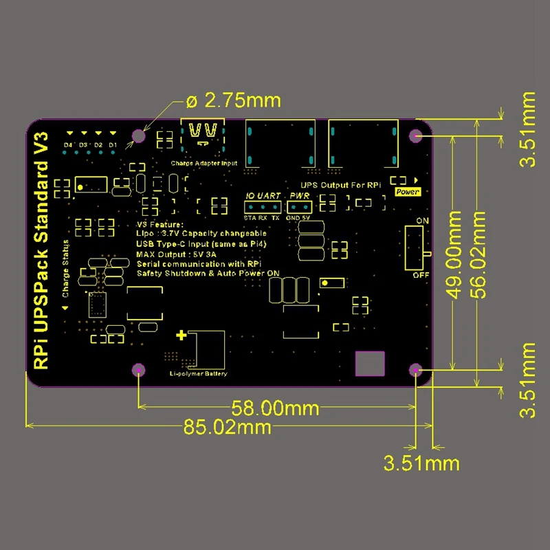 for Raspberry Pi 4B / 3B / 2B Lithium Battery Power Expansion Board UPS Lithium Battery Board V3 Version
for Raspberry Pi 4B / 3B / 2B Lithium Battery Power Expansion Board UPS Lithium Battery Board V3 Version