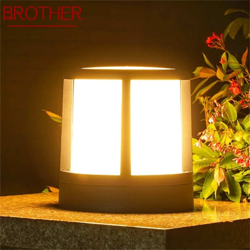 

BROTHER Outdoor Contemporary Post Light LED Waterproof IP65 Pillar Wall Lamp Fixtures for Home Garden