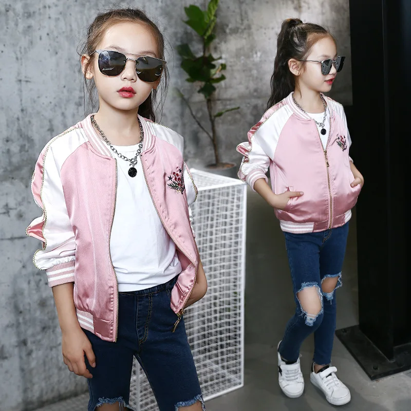 Teenager Girl's Bomber Jacket Autumn Spring Embroidered Baseball Jacket Children Kids Outerwear Tops Outfits Windbreaker Coat
Teenager Girl's Bomber Jacket Autumn Spring Embroidered Baseball Jacket Children Kids Outerwear Tops Outfits Windbreaker Coat