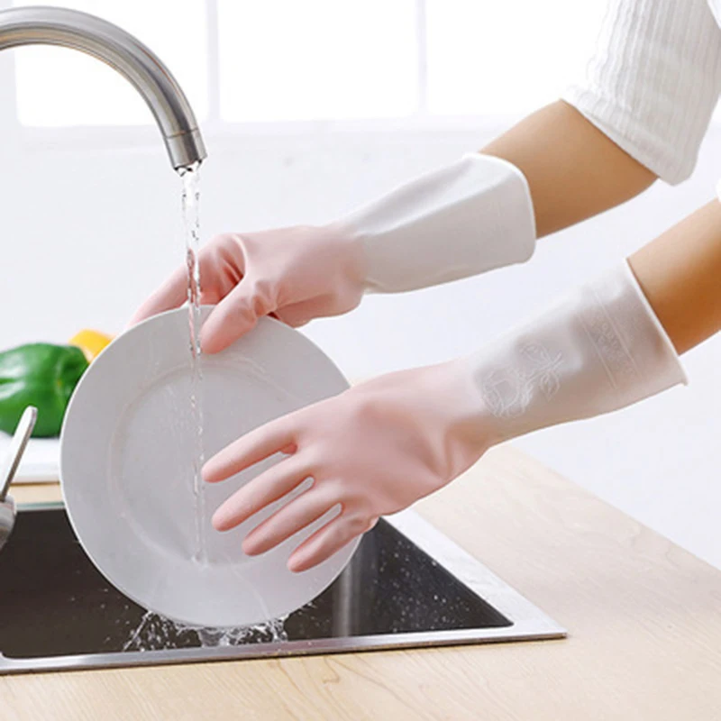 

Reusable Waterproof Household Dishwashing Cleaning Rubber Gloves Non-Slip Kitchen Dish Washing Magic Glove for Laundry Gardening