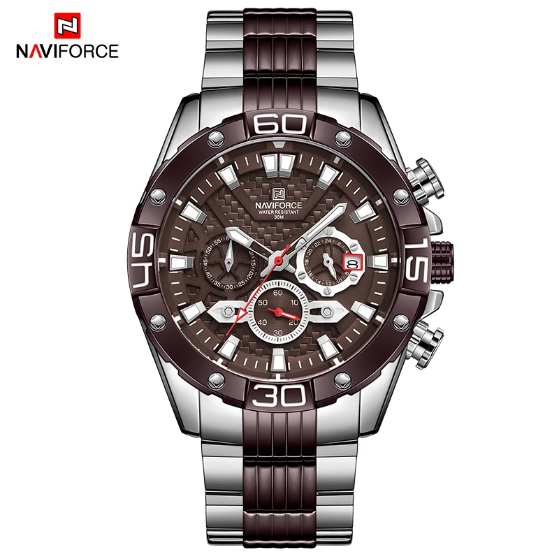 

NAVIFORCE Luxury Male Quartz Chronograph Wristwatch Casual Sports With 3 Functional Small Dials Waterproof Stainless Steel Watch