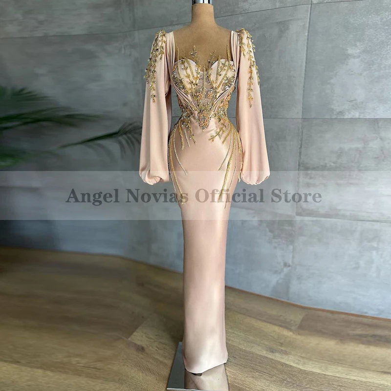 ANGEL NOVIAS Long Sleeves Mermaid Champagne Caftan Arabic Evening Dress 2021 with Beads Robes De Soiree Longue
ANGEL NOVIAS Long Sleeves Mermaid Champagne Caftan Arabic Evening Dress 2021 with Beads Robes De Soiree Longue