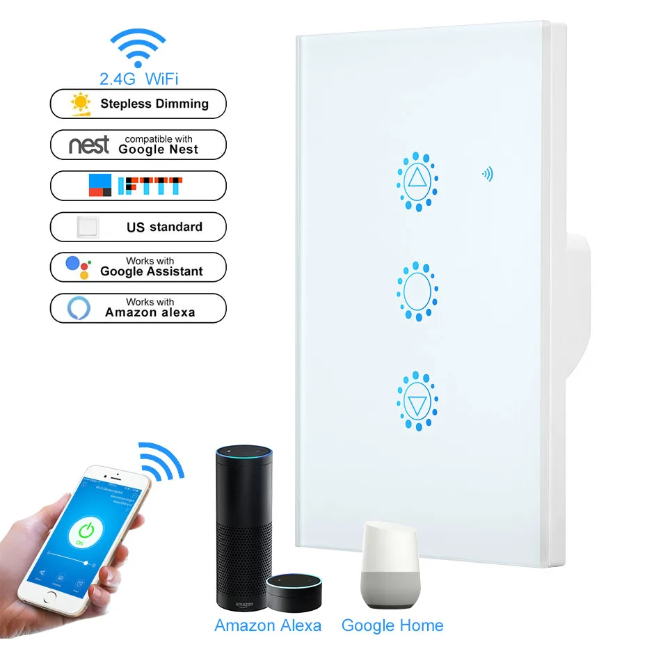 Панель из закаленного стекла с регулируемой яркостью, Wi-Fi, умный сенсорный переключатель, настенный светильник, диммер, управление через пр...
Панель из закаленного стекла с регулируемой яркостью, Wi-Fi, умный сенсорный переключатель, настенный светильник, диммер, управление через пр...