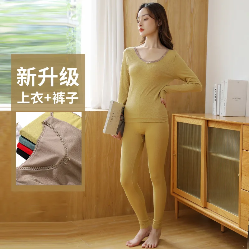 Women Thermal Underwear Set Solid Knitted Cotton Sexy Lace Warm Cotton Long Winter Ladies Shaped Underwear Sets For Women
Women Thermal Underwear Set Solid Knitted Cotton Sexy Lace Warm Cotton Long Winter Ladies Shaped Underwear Sets For Women