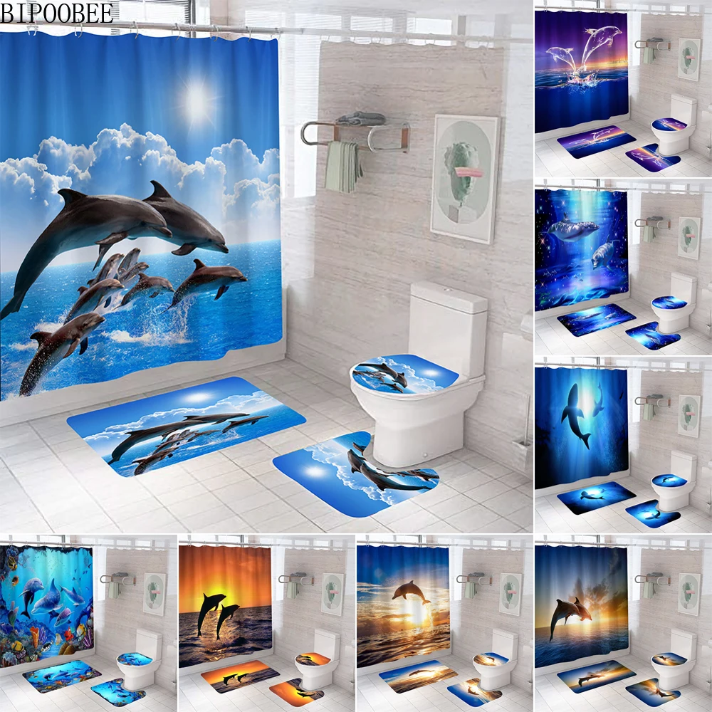 3D Ocean Dolphin Print Shower Curtain Deep Sea Scenery Bathroom Curtains Bath Mat Rugs Set Toilet Cover Anti-skid Rug Home Decor
3D Ocean Dolphin Print Shower Curtain Deep Sea Scenery Bathroom Curtains Bath Mat Rugs Set Toilet Cover Anti-skid Rug Home Decor