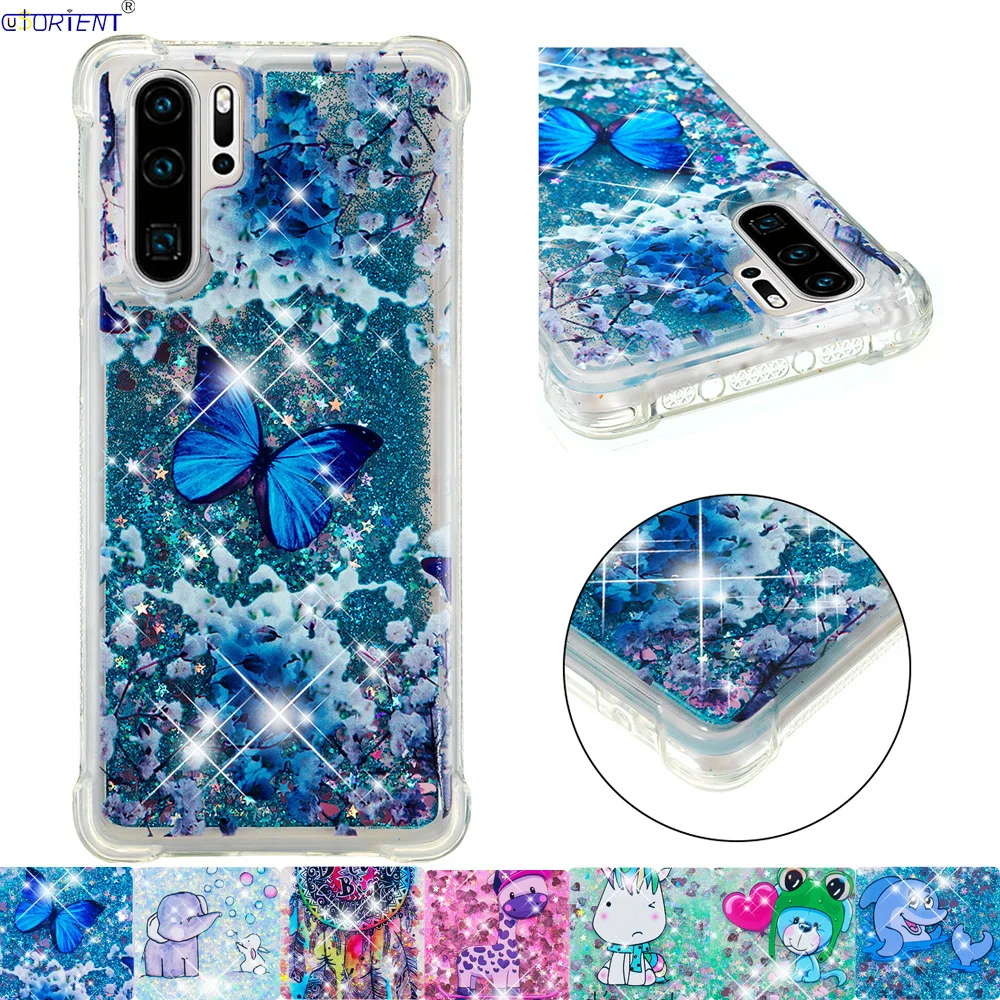 Блестящий динамический Жидкий чехол для Huawei P30 Pro Lite милый бампер задняя крышка
