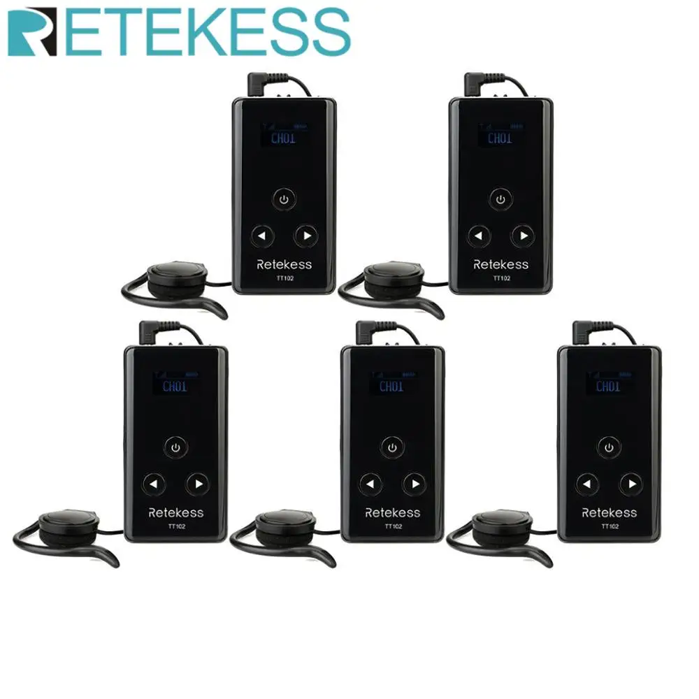 Беспроводной гид-система Retekess TT102, 5 шт., аудиоприемник для передатчика TT101, 99 каналов, интерпретация туристических конференций
Беспроводной гид-система Retekess TT102, 5 шт., аудиоприемник для передатчика TT101, 99 каналов, интерпретация туристических конференций