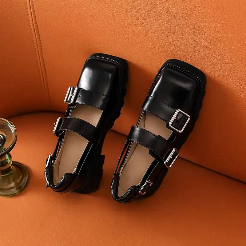 Krazing Pot natural leather square toe high heels buckle strap brand shoes British style young lady daily wear women pumps L06
Krazing Pot natural leather square toe high heels buckle strap brand shoes British style young lady daily wear women pumps L06