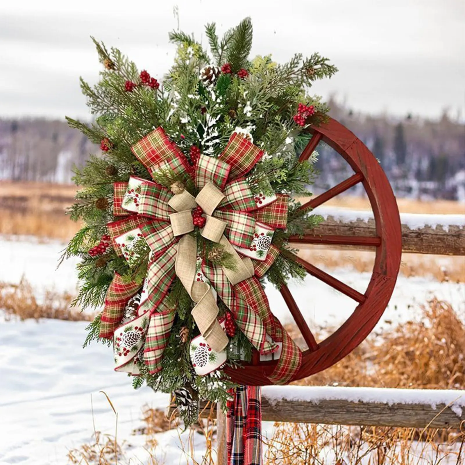 Christmas Winter Wreaths-farmhouses Red Wagon Wheel Wreath Vintage Christmas Garlands For Front Door Holiday Decorative Wreaths
Christmas Winter Wreaths-farmhouses Red Wagon Wheel Wreath Vintage Christmas Garlands For Front Door Holiday Decorative Wreaths