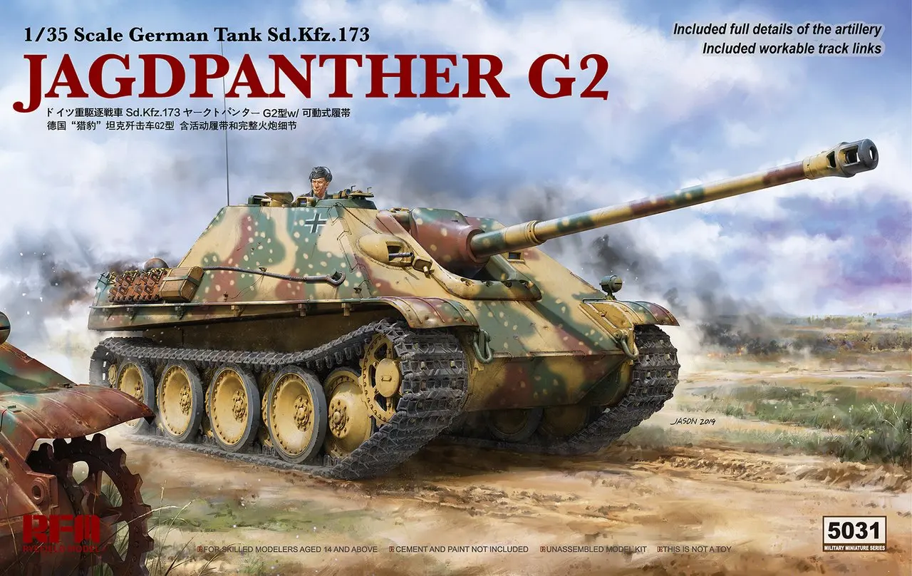 Rye Field 5031 1/35 Jagdpanther G2 w/Workable Track Links Tank Display Collectible Toy Plastic Assembly Building Model Kit
Rye Field 5031 1/35 Jagdpanther G2 w/Workable Track Links Tank Display Collectible Toy Plastic Assembly Building Model Kit