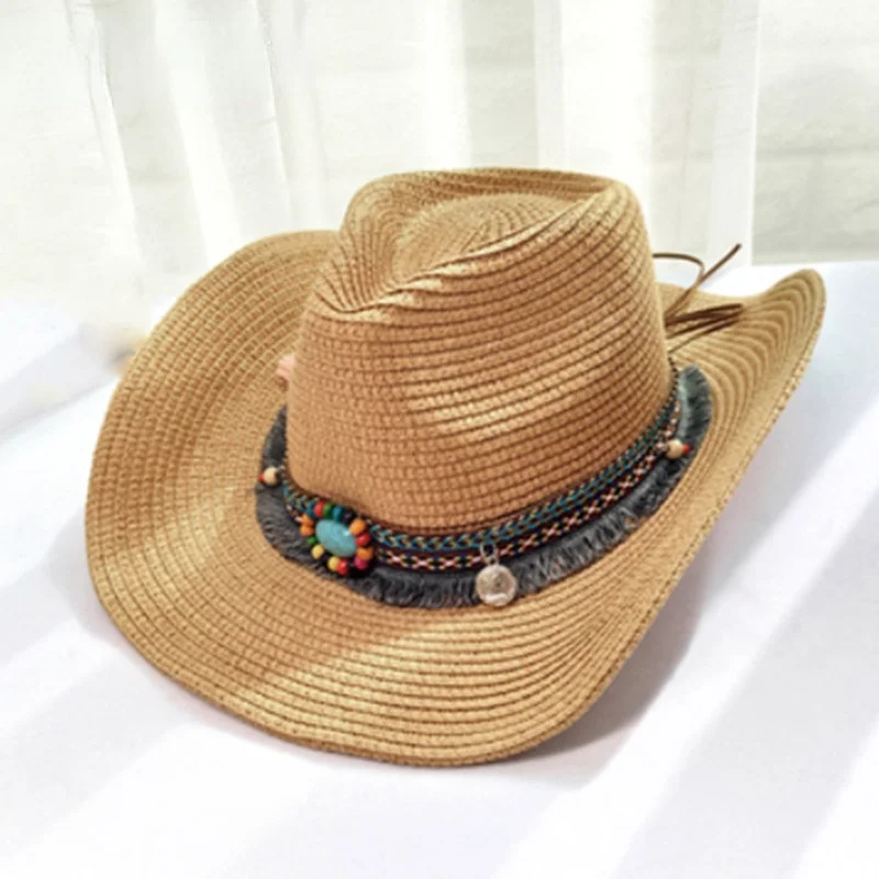 Straw Hat for Women Men Western Cowboy Hat Lady Trendy Woven Sun Hat Beach Cap Shell Tassels Cowgirl Summer Hat
Straw Hat for Women Men Western Cowboy Hat Lady Trendy Woven Sun Hat Beach Cap Shell Tassels Cowgirl Summer Hat
