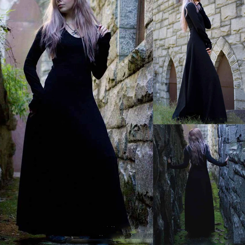 Костюм для косплея викторианской готики черный средневековый костюм ведьмы с