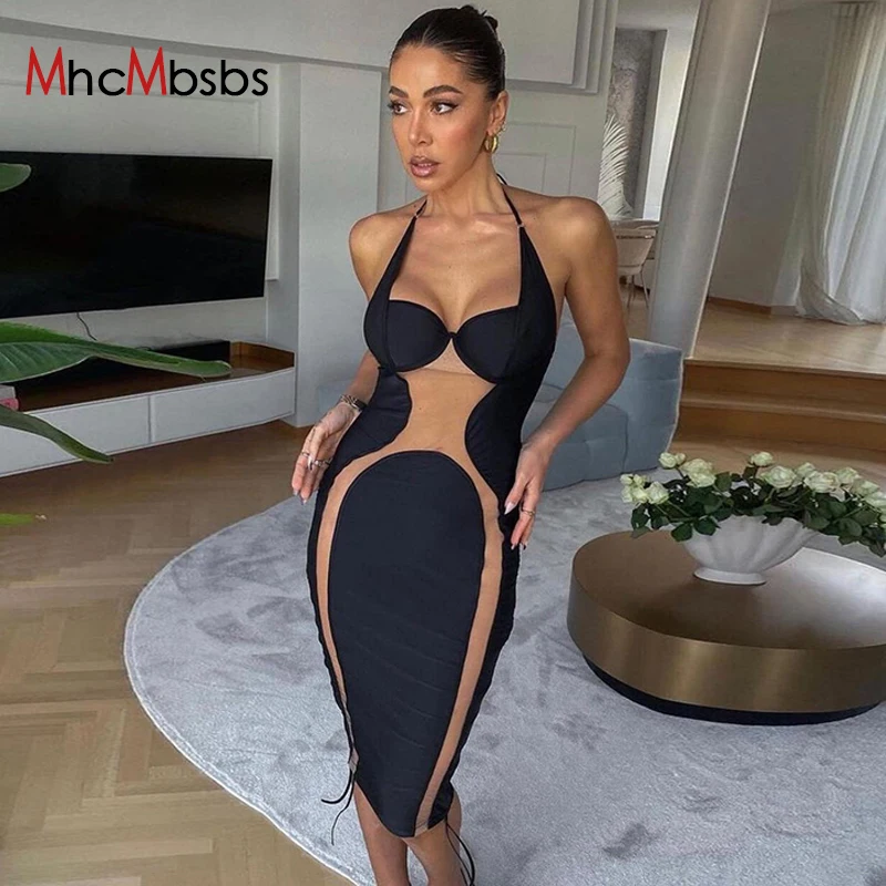 2022 Summer Sexy Backless Mesh Patchwork Black Bandage Dress Women Bodycon Midi Party Dresses Evening Birthday Club Outfits
2022 Summer Sexy Backless Mesh Patchwork Black Bandage Dress Women Bodycon Midi Party Dresses Evening Birthday Club Outfits