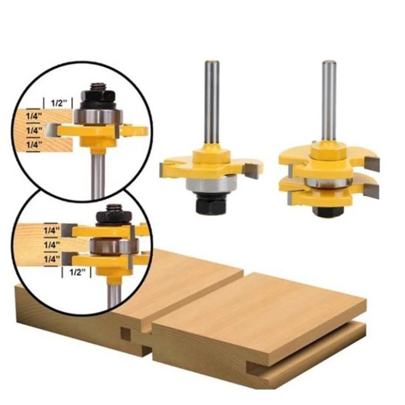 2Pcs Shank Router Bit T Shape Tongue Groove Set 3 Teeth Adjustable Wood Milling Cutter Bit For Wood Corner Polishing
2Pcs Shank Router Bit T Shape Tongue Groove Set 3 Teeth Adjustable Wood Milling Cutter Bit For Wood Corner Polishing
