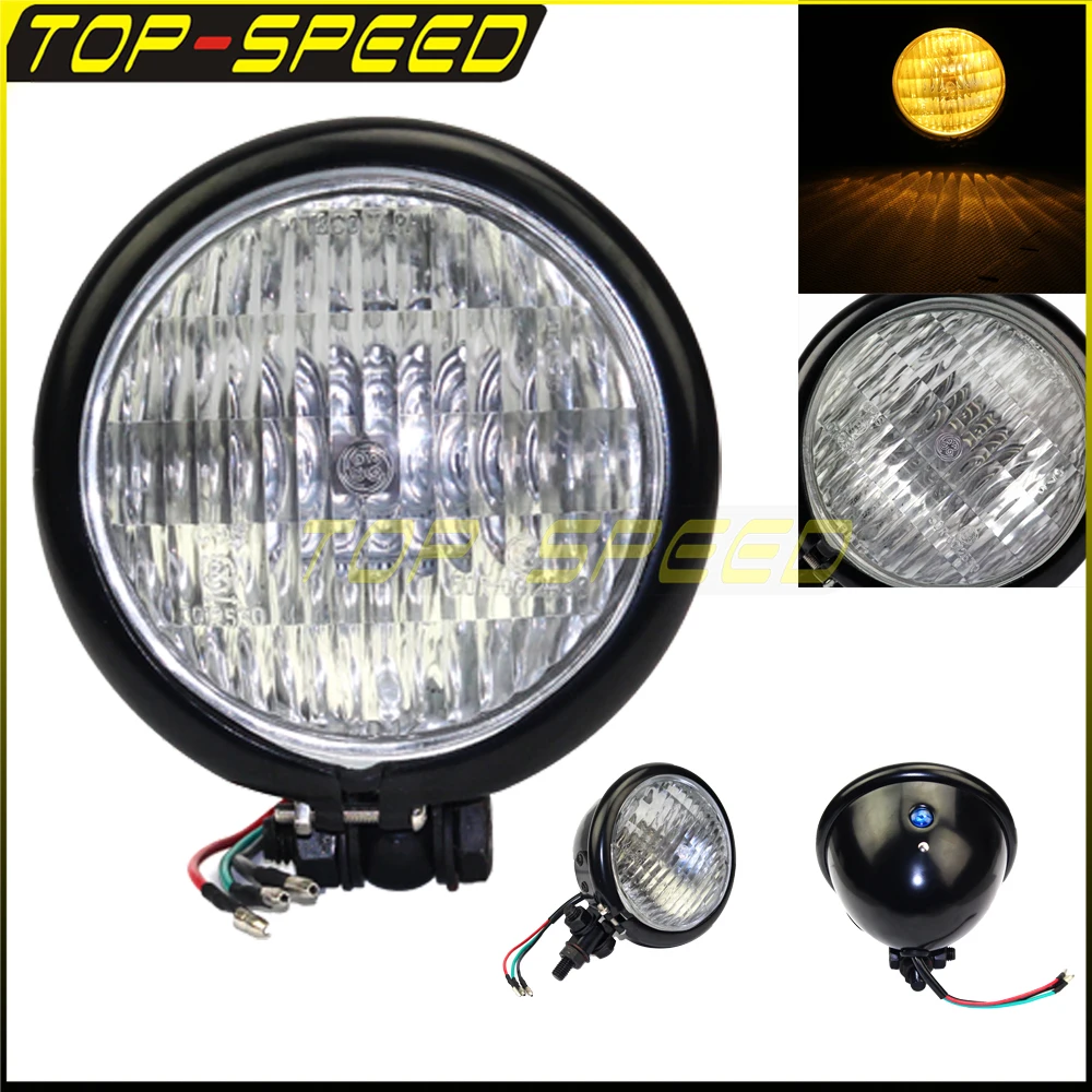 Universal 12V H4 Bulb Motorcycle Headlight E4 Vintage Front Light High Low Beam For Harley Chopper cafe racer bobber Custom
Universal 12V H4 Bulb Motorcycle Headlight E4 Vintage Front Light High Low Beam For Harley Chopper cafe racer bobber Custom