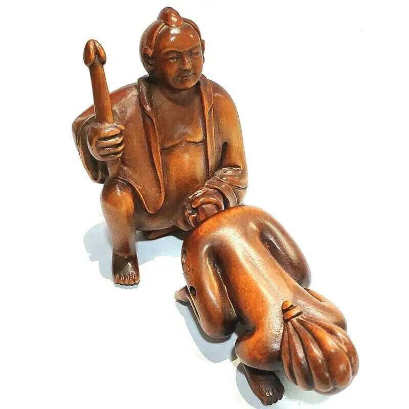 2-Дюймовая японская резная вручную скульптура самшита Netsuke, миниатюрная Восточная Мужская и женская-# Z4400
2-Дюймовая японская резная вручную скульптура самшита Netsuke, миниатюрная Восточная Мужская и женская-# Z4400