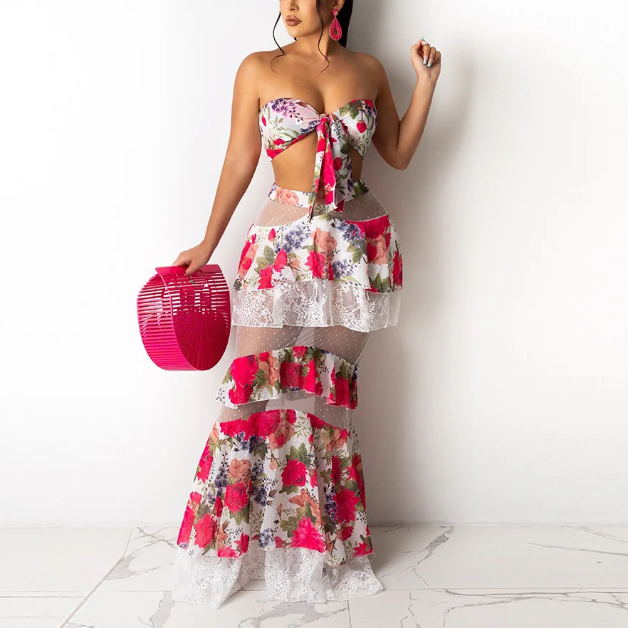 Skirt Sets Summer Outfit Women Matching Sets Crop Tops & Long Skirts Ruffles Lace Sexy Evening Night Club Wear 2 Pieces Sets New
Skirt Sets Summer Outfit Women Matching Sets Crop Tops & Long Skirts Ruffles Lace Sexy Evening Night Club Wear 2 Pieces Sets New