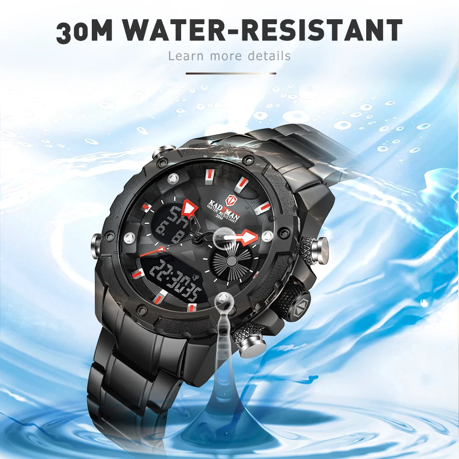 KADEMAN Men's Top Brand Military Sports Watch Quartz Steel 30M Waterproof Dual Display Chronograph Men's Watch Relogio Masculino
KADEMAN Men's Top Brand Military Sports Watch Quartz Steel 30M Waterproof Dual Display Chronograph Men's Watch Relogio Masculino