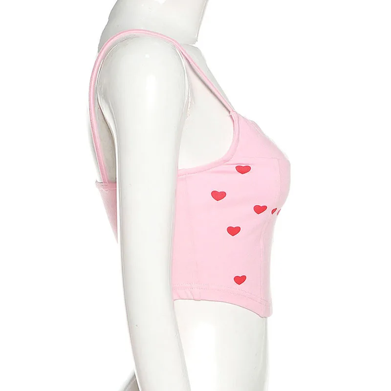 Womens Fashion Heart Print Camisole Summer Sexy Square Collar Exposed Navel Suspender Tops Summer Clubwear
Womens Fashion Heart Print Camisole Summer Sexy Square Collar Exposed Navel Suspender Tops Summer Clubwear