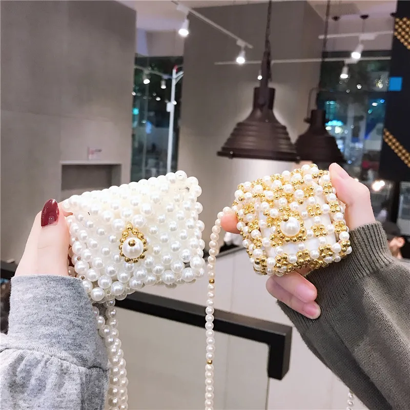 luxury handmade pearl shoulder bag bluetooth wireless headset cover for apple airpods 1 2 pro charging case
luxury handmade pearl shoulder bag bluetooth wireless headset cover for apple airpods 1 2 pro charging case