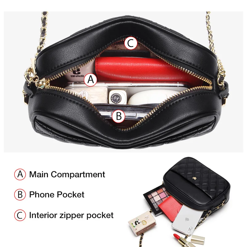 FOXER Office Lady Cowhide Leather Shoulder Bag Women Fashion Diamond Crossbody Bag Soft Black Chain Strap Messenger Bag For Girl
FOXER Office Lady Cowhide Leather Shoulder Bag Women Fashion Diamond Crossbody Bag Soft Black Chain Strap Messenger Bag For Girl