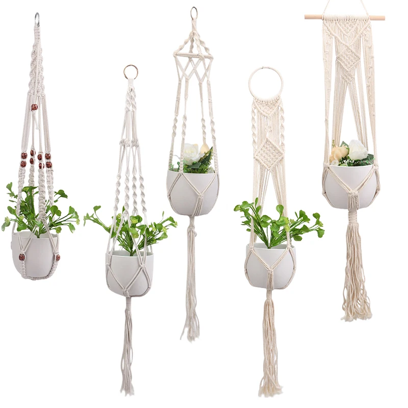 Macrame Plant Hanger with Hooks Cotton Rope Hanging Planters Flower Pot Holder Basket Stand for Indoor Outdoor Boho Home Decor
Macrame Plant Hanger with Hooks Cotton Rope Hanging Planters Flower Pot Holder Basket Stand for Indoor Outdoor Boho Home Decor