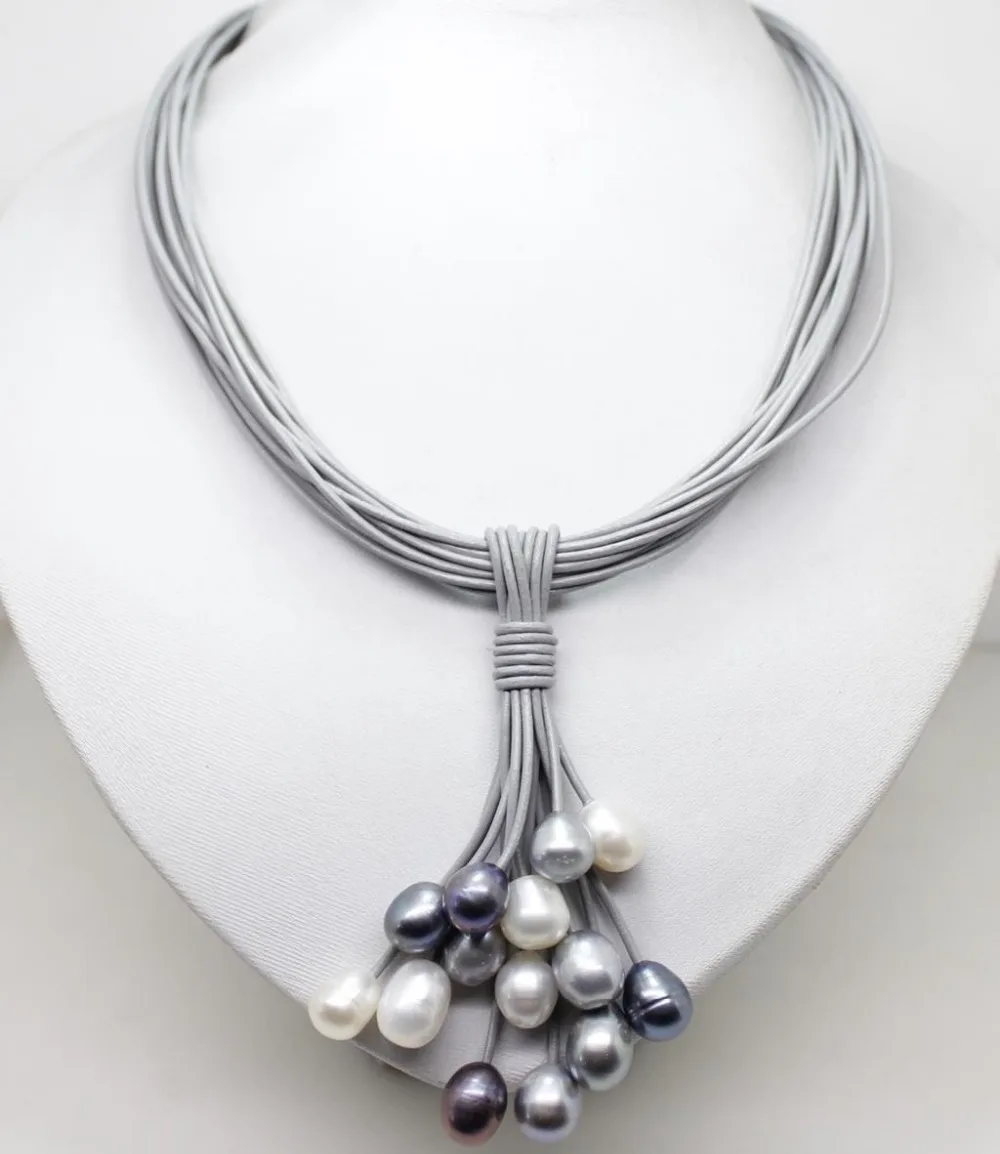 11-12mm Real White Black Gray Freshwater Pearl Pendant Necklace Leather Cord Magnet Clasp Fashion Jewelry
11-12mm Real White Black Gray Freshwater Pearl Pendant Necklace Leather Cord Magnet Clasp Fashion Jewelry