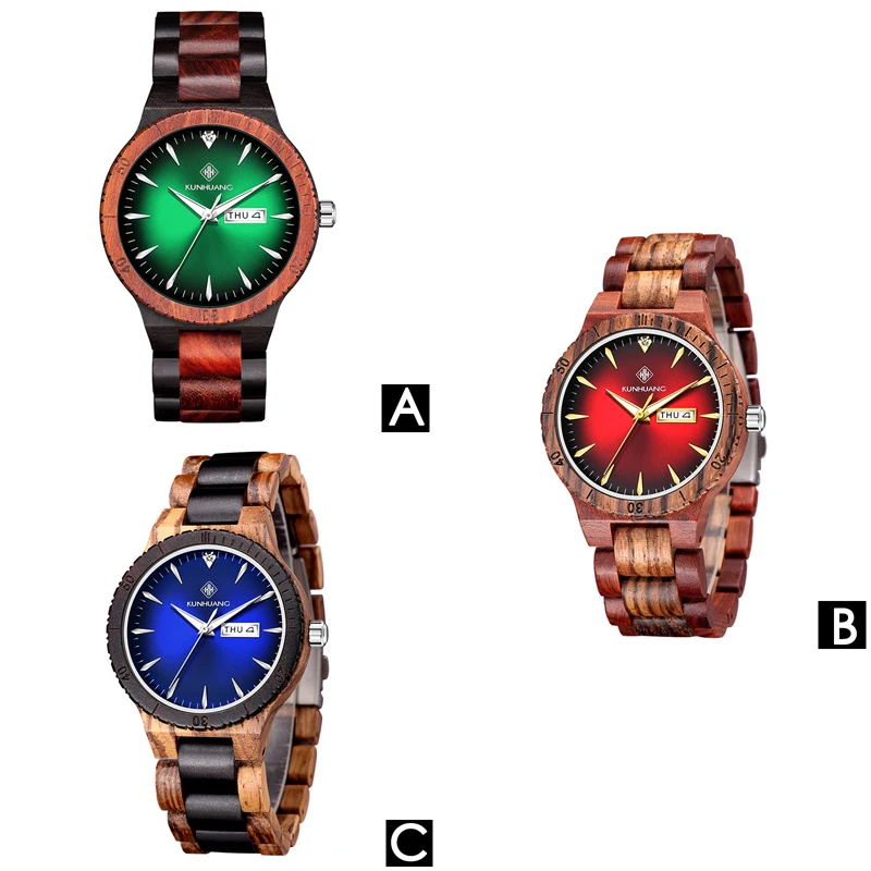 KUNHUANG Fashion Casual Top Brand Men's Watches Wooden Band Luxury Quartz Wristwatches Calendar Watch
KUNHUANG Fashion Casual Top Brand Men's Watches Wooden Band Luxury Quartz Wristwatches Calendar Watch