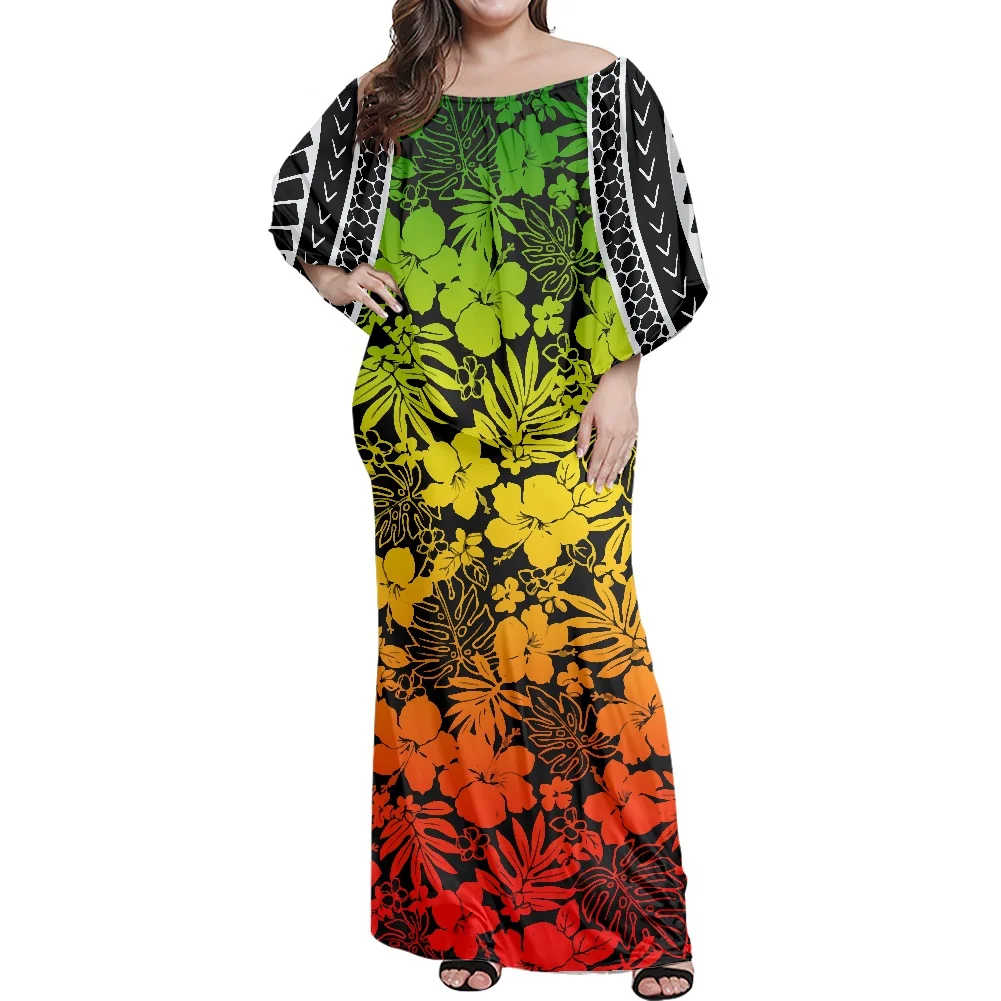 Sexy Lady Off Shoulder Dress With Shawl Polynesian gradient Hibiscus Flower Samoan Tattoo Totem Female Frill Party Maxi Dresses
Sexy Lady Off Shoulder Dress With Shawl Polynesian gradient Hibiscus Flower Samoan Tattoo Totem Female Frill Party Maxi Dresses