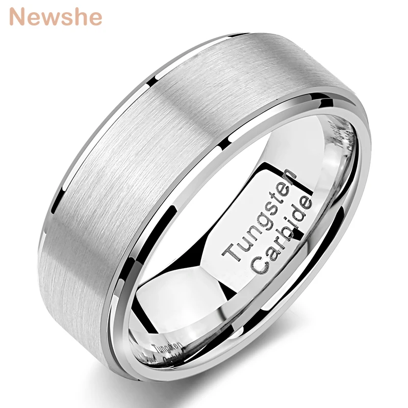 Newshe Mens Tungsten Carbide Wedding Ring 8mm Silver Color Band Charm Rings For Men Size 8-13 TRX064
Newshe Mens Tungsten Carbide Wedding Ring 8mm Silver Color Band Charm Rings For Men Size 8-13 TRX064