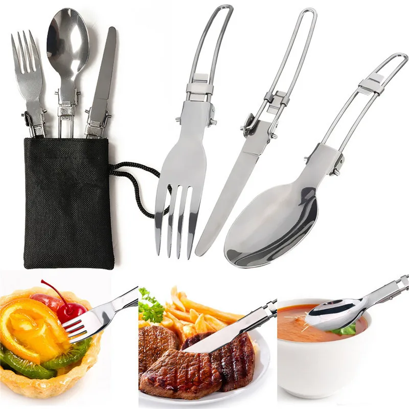 Camping Cutlery Knife Fork Spoon Stainless Steel Folding Tableware For Outdoor Travel Utensil Camping Equipment Tourism Supplies
Camping Cutlery Knife Fork Spoon Stainless Steel Folding Tableware For Outdoor Travel Utensil Camping Equipment Tourism Supplies