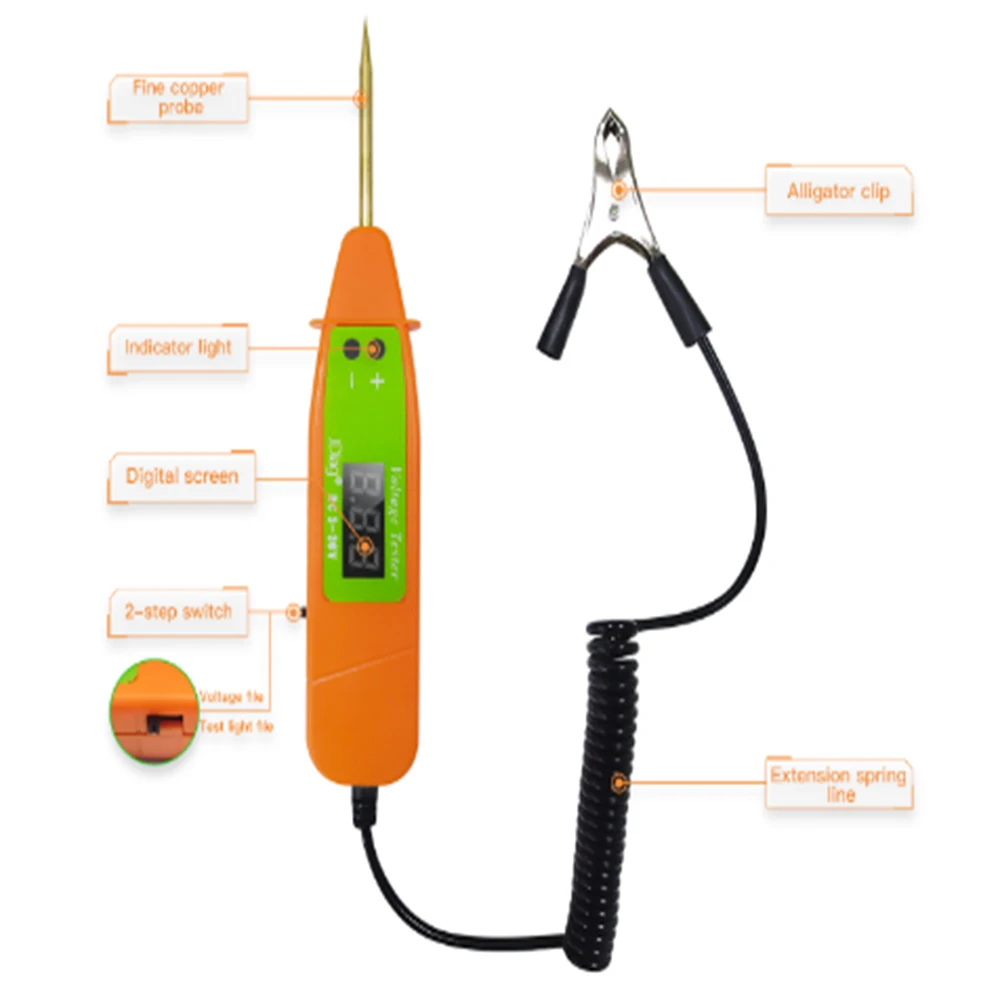 DC 3-36V Car Voltage Detector Test Pen LCD Digital Display Circuit Testers 2m Extension Line Clip For Motorbike Car light Truck
DC 3-36V Car Voltage Detector Test Pen LCD Digital Display Circuit Testers 2m Extension Line Clip For Motorbike Car light Truck