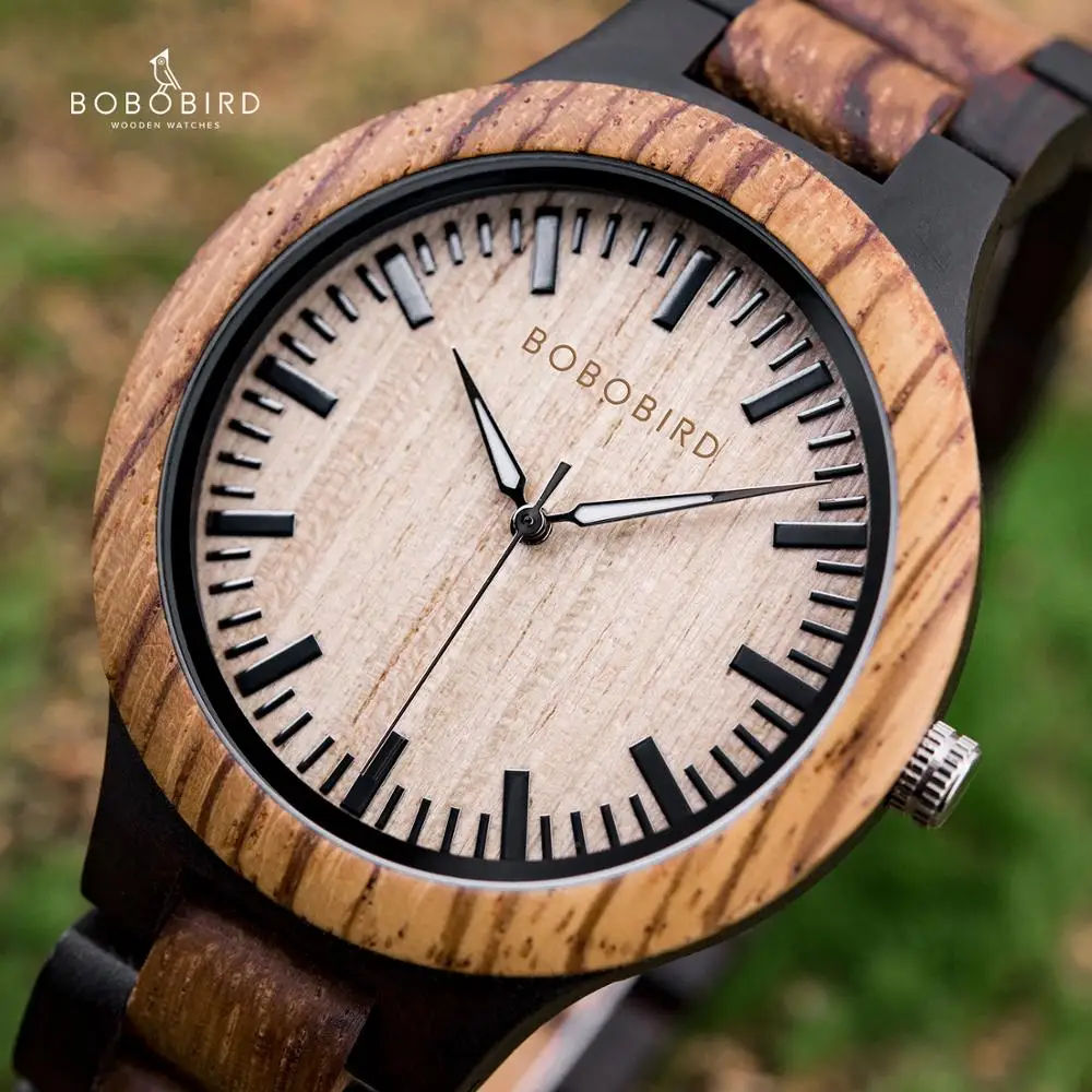 BOBO BIRD Mens Watches Top Brand Luxury Ebony Wooden Watch Quartz Wristwatch for Lovers Anniversary Gift relojes mujer
BOBO BIRD Mens Watches Top Brand Luxury Ebony Wooden Watch Quartz Wristwatch for Lovers Anniversary Gift relojes mujer