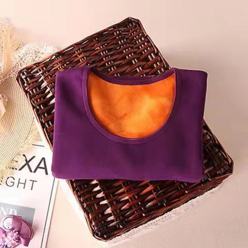 Fashion Thermal Underwear Women's Top With Velvet Padded Round Neck Bottoming Shirt For Autumn And Winter New Solid Color Top
Fashion Thermal Underwear Women's Top With Velvet Padded Round Neck Bottoming Shirt For Autumn And Winter New Solid Color Top