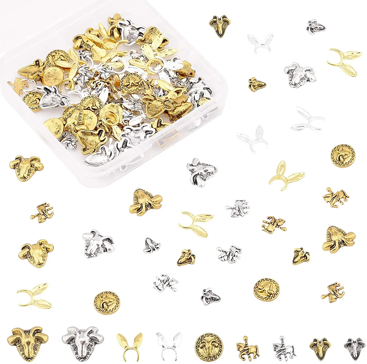108pcs Animal Themed Resin Filler 5-Style Alloy Epoxy Resin Supplies Horse Goat Sheep Filling Accessories for Jewelry Making
108pcs Animal Themed Resin Filler 5-Style Alloy Epoxy Resin Supplies Horse Goat Sheep Filling Accessories for Jewelry Making