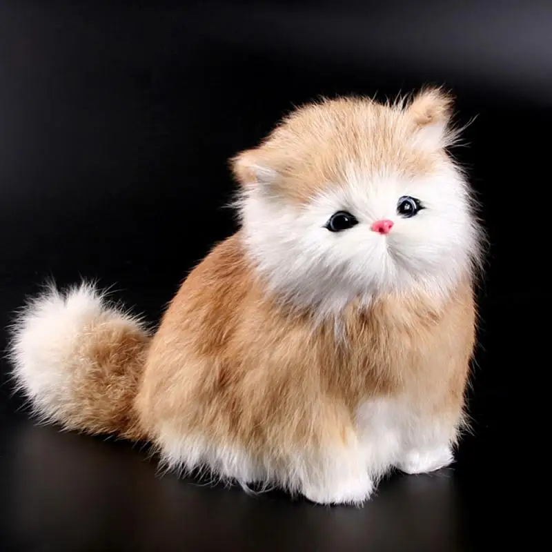 Electric Simulation Stuffed Plush Cats Animal Models Handmade Toys Soft Sounding Cute Cat Doll Toy Kids Children Girl Gift | Игрушки и