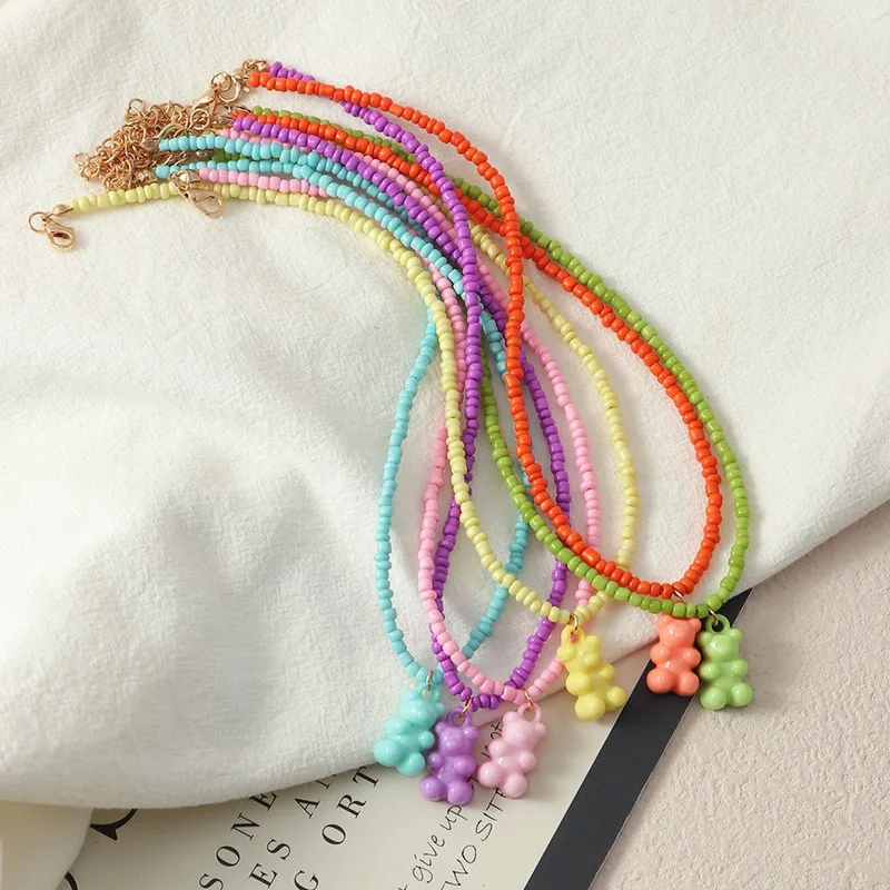 New Ins Elegant Cute Colorful Acrylic Cartoon Bear Pendant Beaded Necklace Multicolor Rice Beaded Necklace Fashion Jewelry Gift
New Ins Elegant Cute Colorful Acrylic Cartoon Bear Pendant Beaded Necklace Multicolor Rice Beaded Necklace Fashion Jewelry Gift