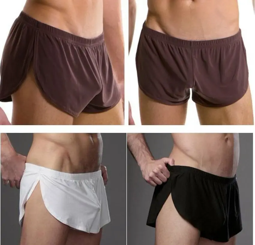 

Hot Best Nylon Ice Silk Lounge Spandex Trunks Men's Trunks Sexy sissy panties Men Boxers Shorts Home Sleepwear Gay underwear